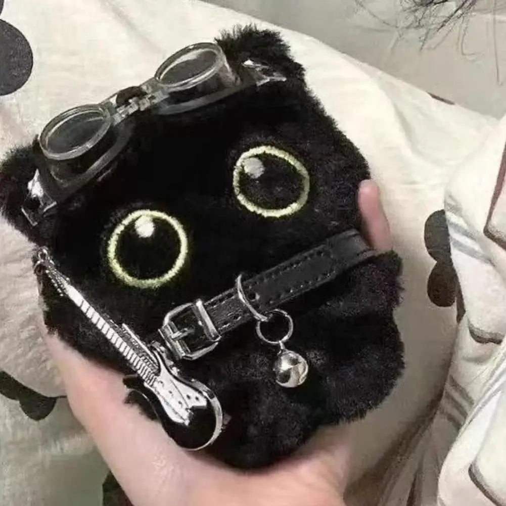 15 Cm Keychain Rock Music Black Cat Plush Toy Guitar Cute Punk Style Doll Schoolbag Pendant For Friends Birthday Gift