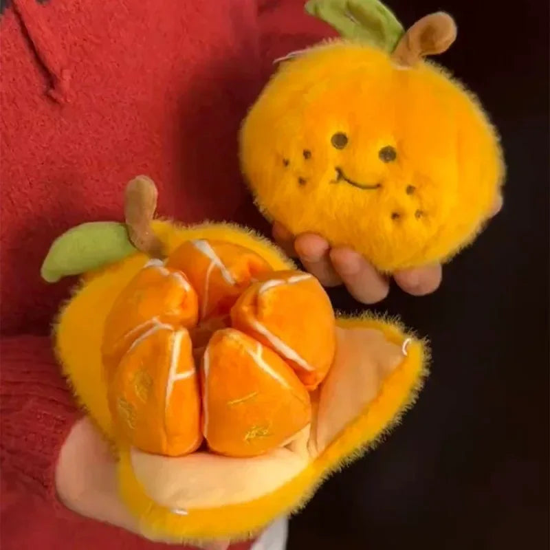 12cm Peelable Orange Plush Keychain – Soft Fruit Segment Stuffed Toy Backpack Pendant, Cute Cartoon Food Gift