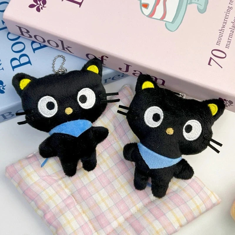 Chococat Plush Keychain Kawaii Black Cat Soft Plush Bag Charm Cute Backpack Purse Key Holder Decoration for Girls Women Gifts