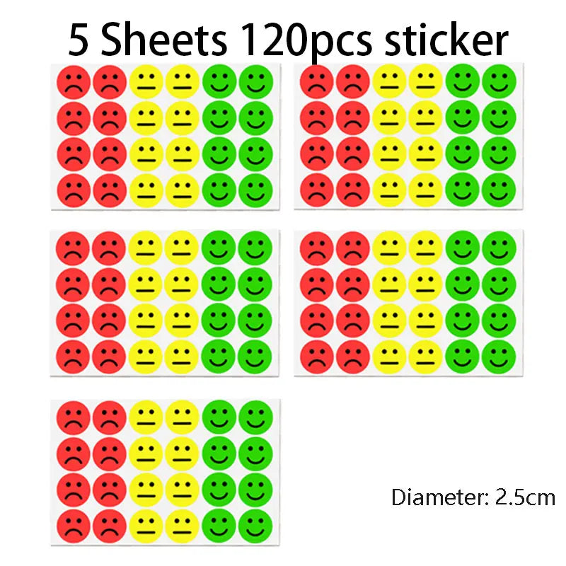1" Happy Sad Smiling Face Behavior Stickers 120-1200pcs Labels Teachers Classroom School Kids Student Reward Sticker Toys Gifts