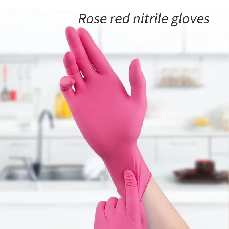 Fuchsia Nitrile Disposable Gloves – 20/100PCS, 3-mil, Powder & Latex Free, Household, Cooking, Kitchen & Esthetician Use
