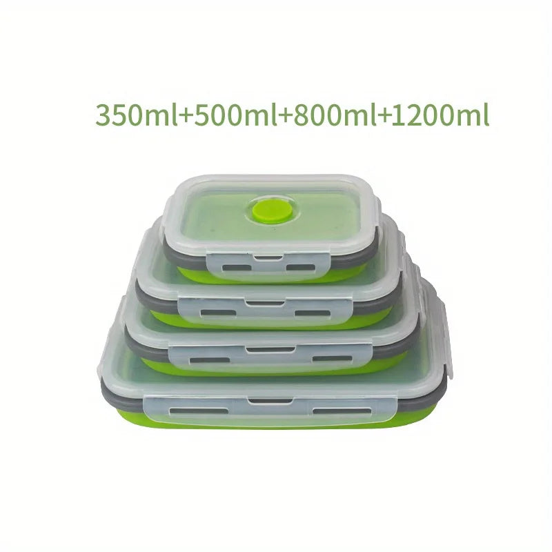 Collapsible Silicone Food Storage Containers – Stackable, Space-Saving, Microwaveable Lunch Boxes, 1/4PCS Set