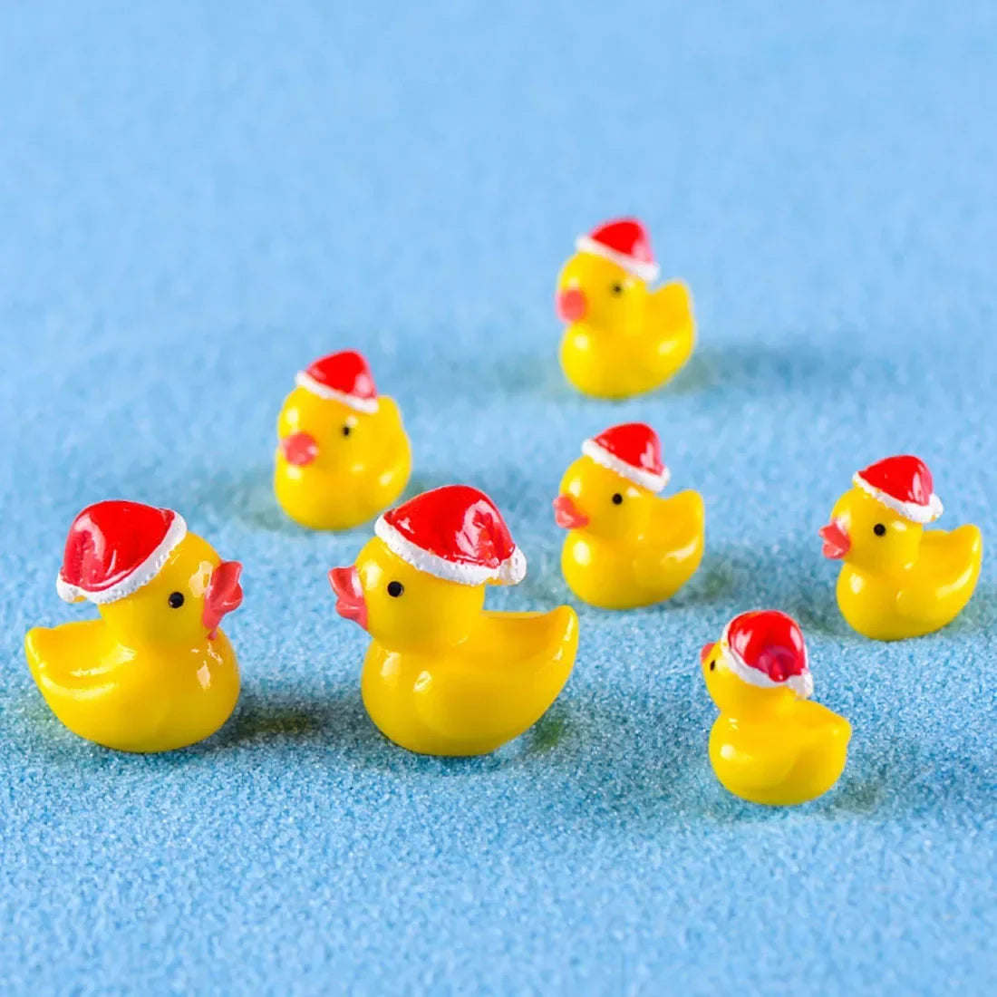 50Pcs Christmas Mini Duck Figurine Animal Ornaments Crafts Gift for Desk Pot Landscape Garden Car Home Decoration Accessories