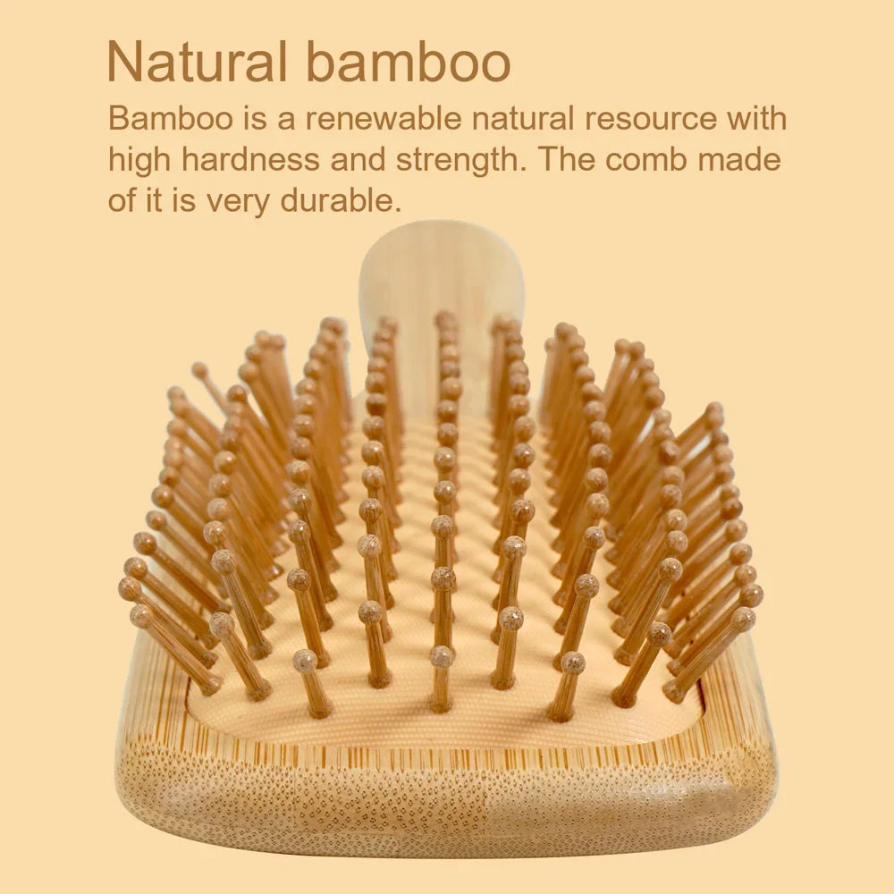 Natural Bamboo Air Cushion Hair Brush with Gift Box - Wooden Massage Comb for Smoothing Detangling Anti-Static Hair Care