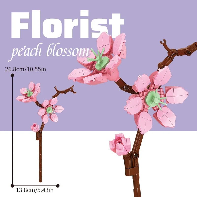 Building block bouquet simulation of flowers female gift assembly,small particle building block children's assembly toy