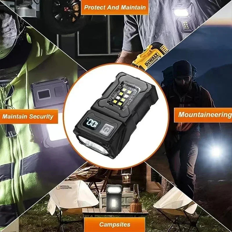 Mini USB Rechargeable LED Flashlight – Super Bright Portable Torch with COB Emergency Light & Magnetic Tail for Camping and Hiking