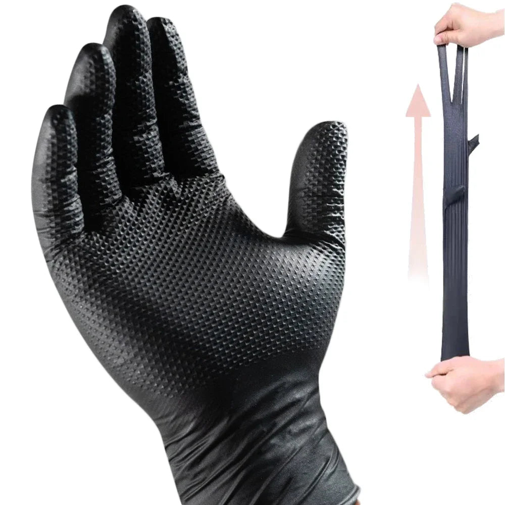 Heavy Duty Nitrile Gloves – 8Mil Thick Textured Grip Safety Work Gloves