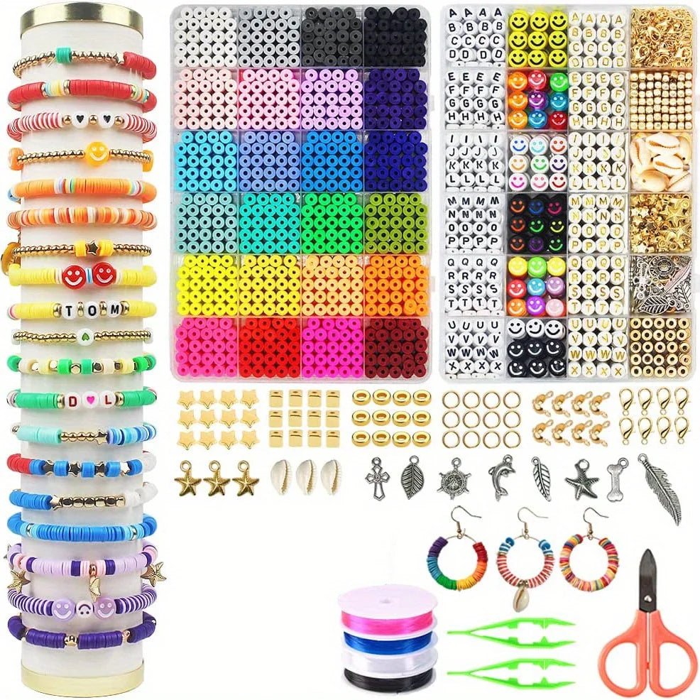 14400pcs Assorted Polymer Clay Beads Kit for DIY Jewelry Making - Handmade Craft Supplies for Bracelet, Necklace, Earrings - Gre