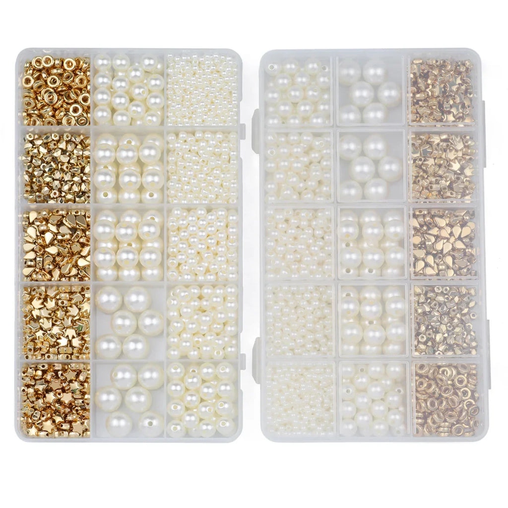 1240PCS 10x17mm CCB Imitation Pearl Acrylic Spacer Beads – DIY Jewelry Making Kit for Bracelets, Necklaces & Craft Accessories