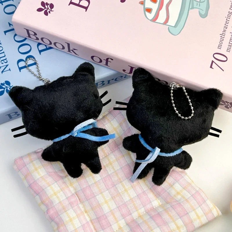 Chococat Plush Keychain Kawaii Black Cat Soft Plush Bag Charm Cute Backpack Purse Key Holder Decoration for Girls Women Gifts