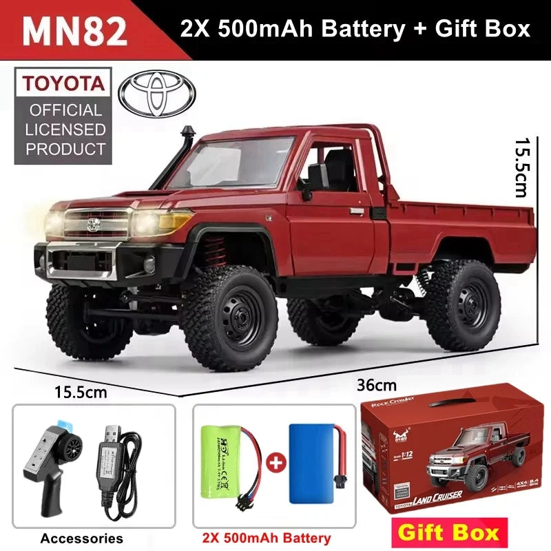MN82 1:12 Retro Rc Car With LED Lights Full-scale Simulation LC79 Professional 4WD Remote Control Pickup RC Truck Model Toys