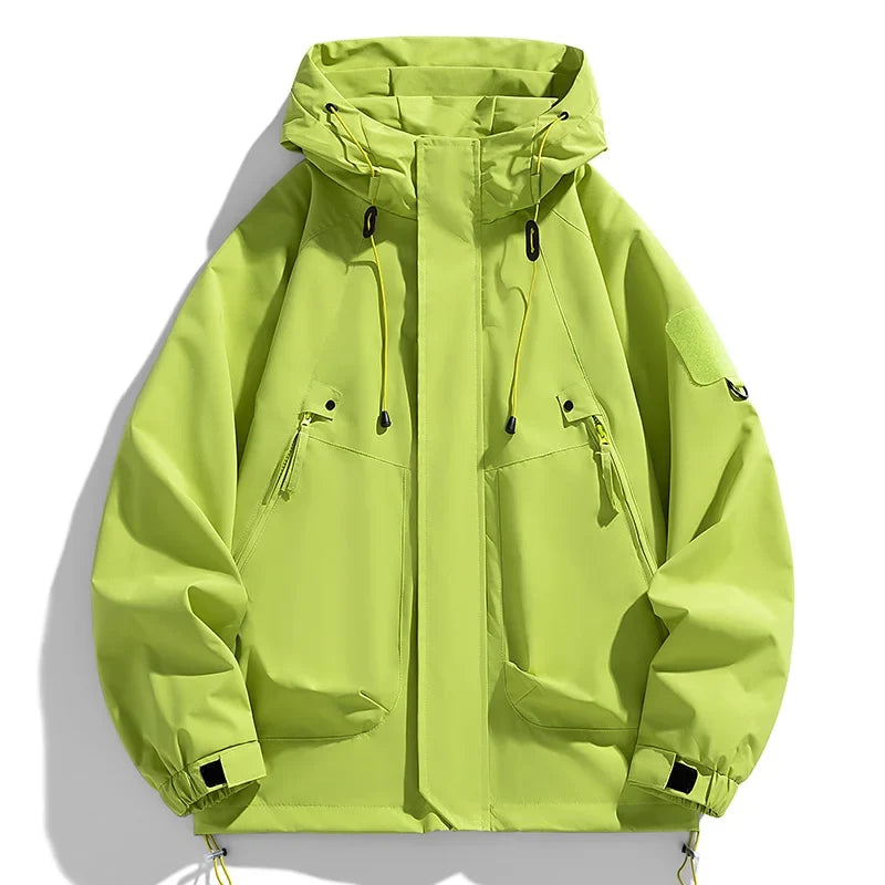 Men’s Waterproof Windbreaker Hooded Jacket – Lightweight Zipper Softshell Bomber for Hiking, Camping & Everyday Wear