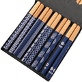 Eco-Friendly Reusable Bamboo Chopsticks Set – 5 Pairs Handmade Japanese Wooden Tableware for Sushi & Everyday Dining
