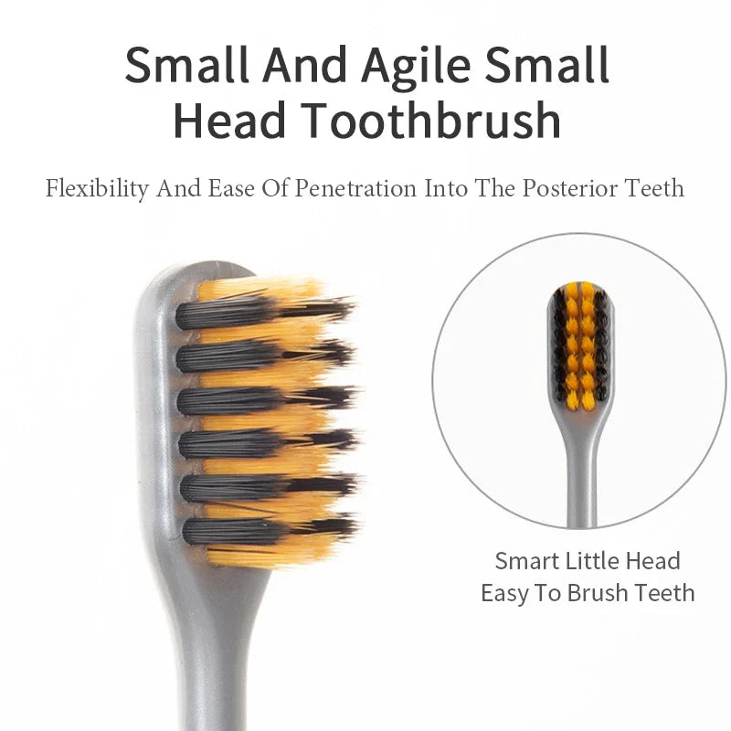 2-Pack Bamboo Charcoal Toothbrush Set – Ultra-Fine Soft Bristles for Deep Cleaning | Couple & Family Adult Toothbrushes for Sensitive Gums