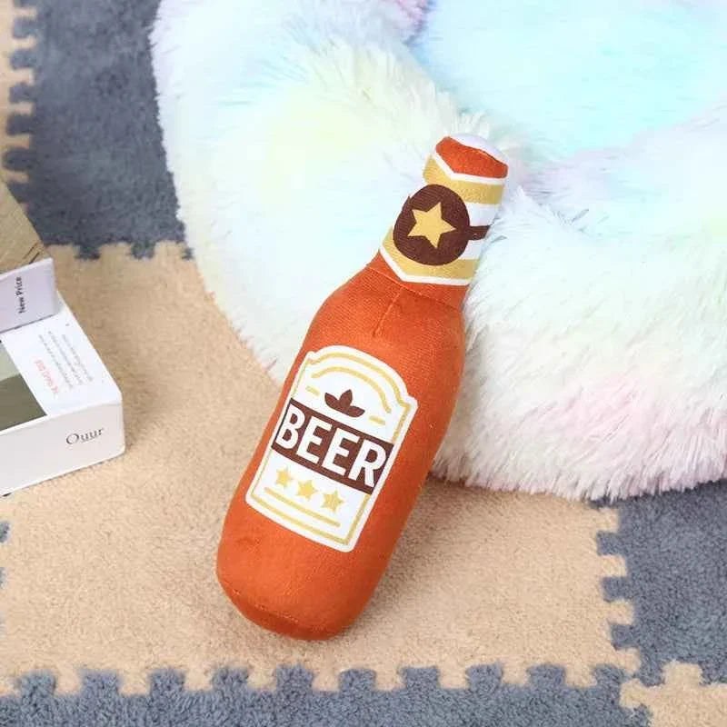 PlushPint Squeaky Beer Bottle Dog Toy for Playful Pups
