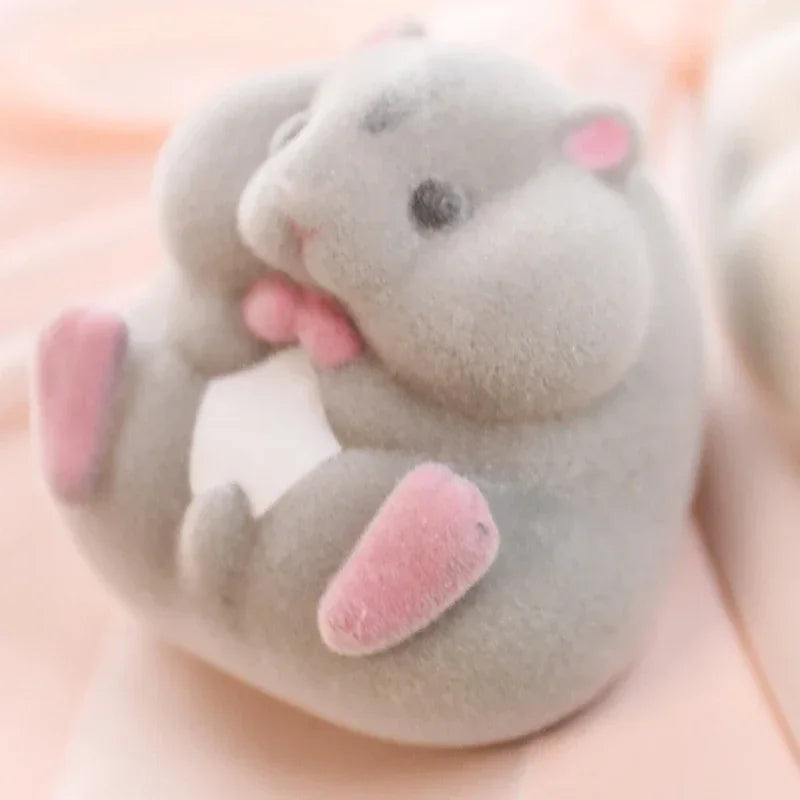 Japan YELL Gashapon Toys Cute Fatty Milky Soft Hamster Flocking Plush Dolls Squeeze Anti Stress Relief Squishy Collect Ornaments