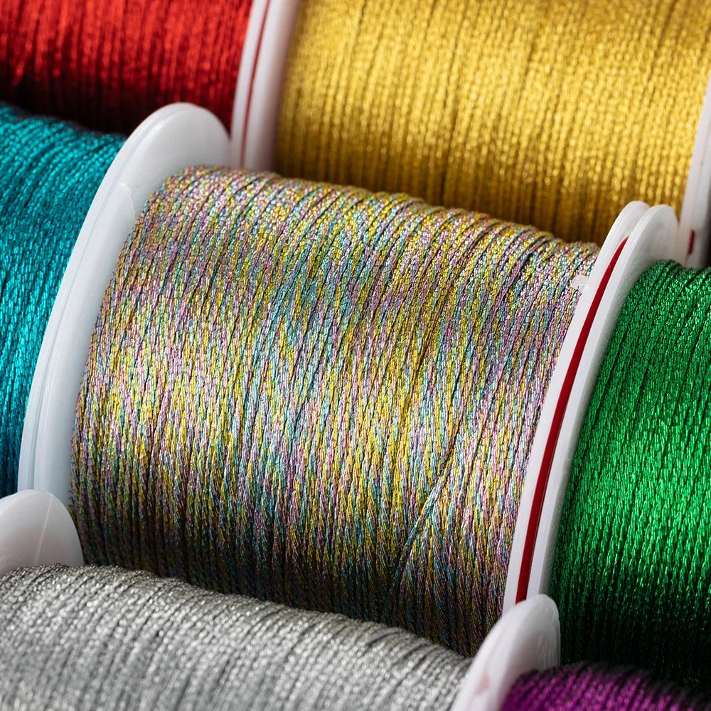 Metallic Beading Thread Cord – Rose Gold & Silver for DIY Jewelry