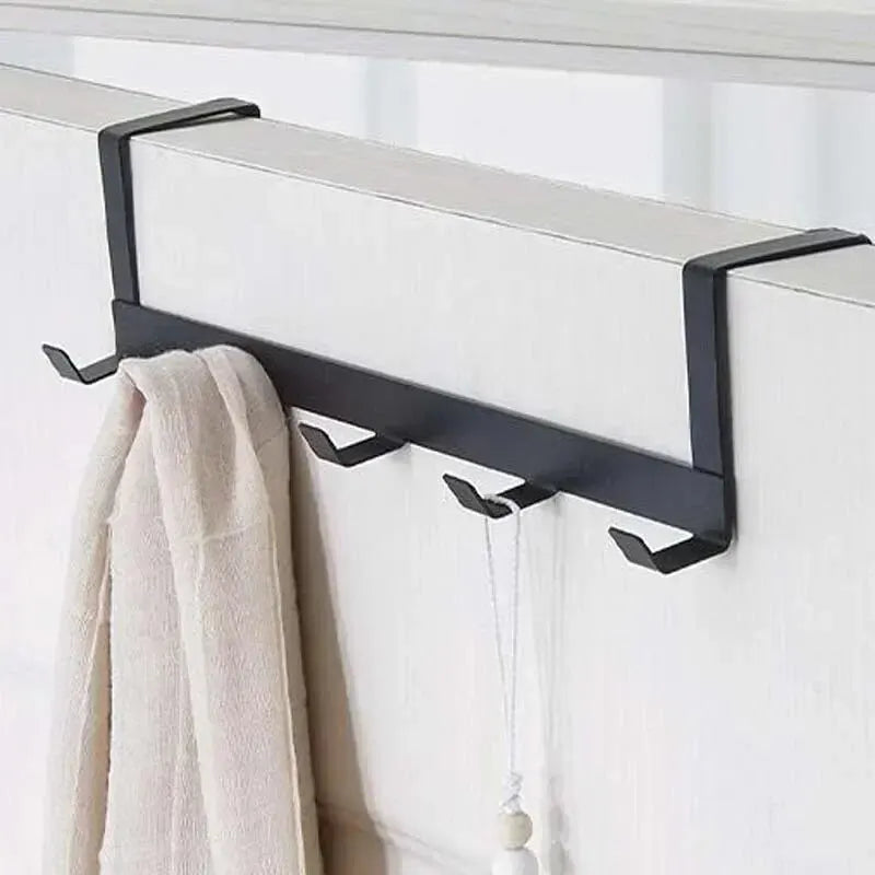 5-Hook Over-the-Door Organizer Rack – Home & Bathroom Hanger for Clothes, Coats, Hats, Towels, Kitchen Accessories