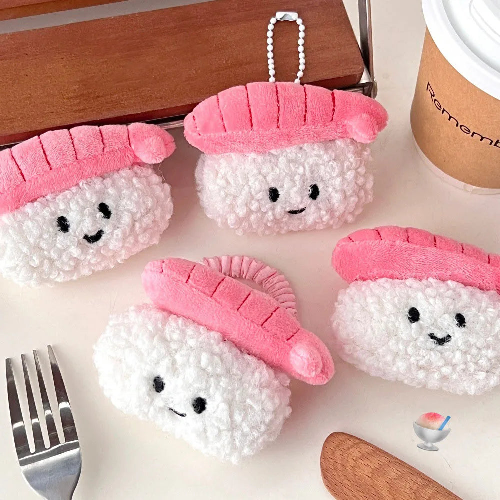 2 Pcs Cute Sushi Plush Keychains – Shrimp, Rice & Vegetable Roll Dolls, Cartoon Backpack Pendants