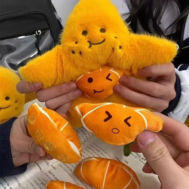 12cm Peelable Orange Plush Keychain – Soft Fruit Segment Stuffed Toy Backpack Pendant, Cute Cartoon Food Gift