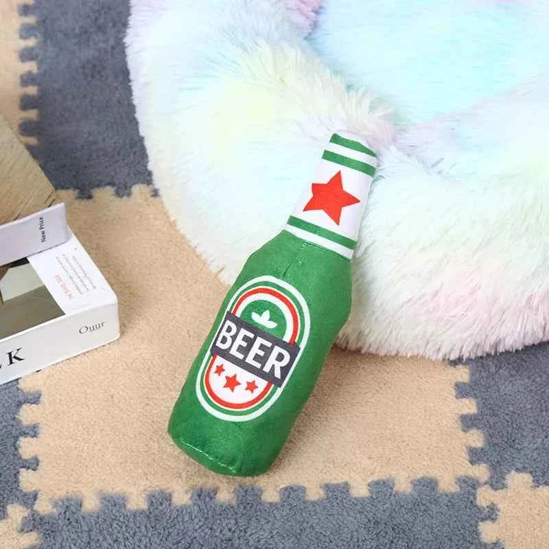 PlushPint Squeaky Beer Bottle Dog Toy for Playful Pups