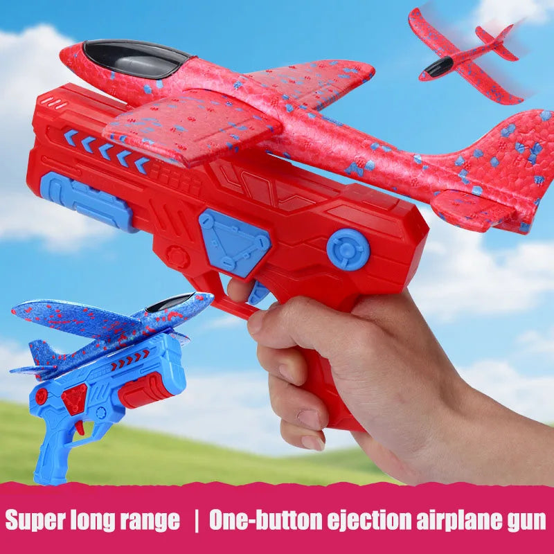 New Online celebrity catapult foam plane handheld shooter throwing children flying outdoor sports toys wholesale for girl boys.