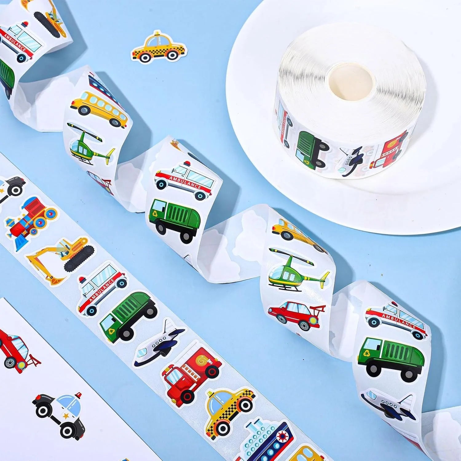 500/1000 Pcs Easykart Truck Vehicle Stickers Construction Stickers Roll For Kids Teens Vehicle Car  Potty Stickers For Home Part