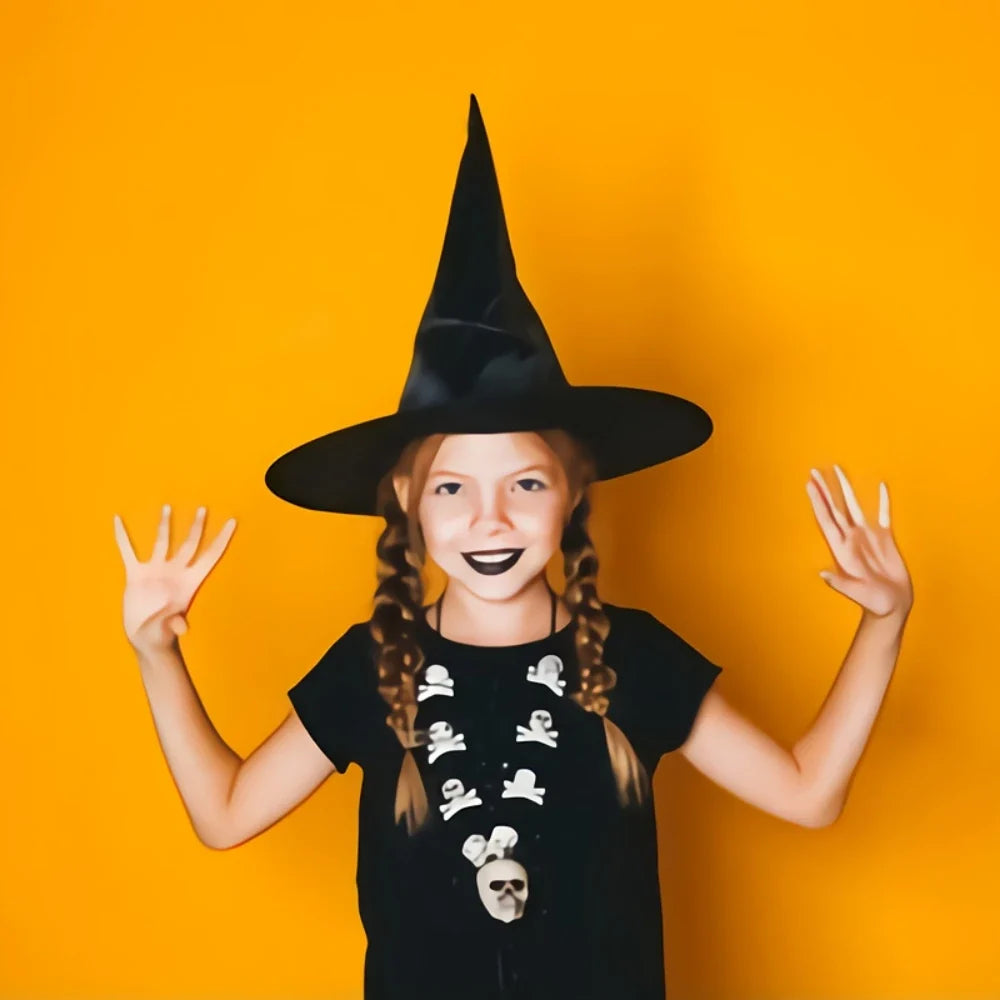 1Pcs Black Wizard Hat for Adult Children Halloween Prank Horror Party Masquerade Outdoor Bar School Home Decoration Props
