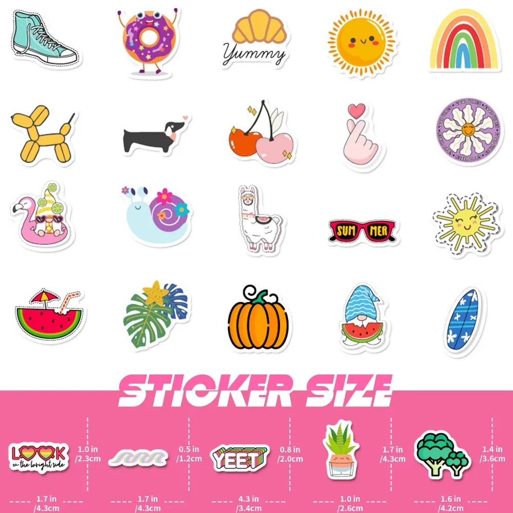 100PCS Kawaii Cute Stickers – VSCO Aesthetic Stickers for Kids, Laptops, Water Bottles, Phones & DIY Decoration