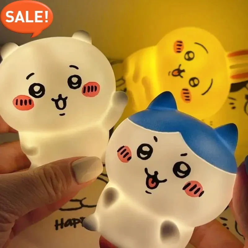 cute Chikawa Kawaii Bedroom Desktop Decoration Hachiware Usagi Cartoon Vinyl Doll Night Light Luminous Toy Surprise Girl Gifts