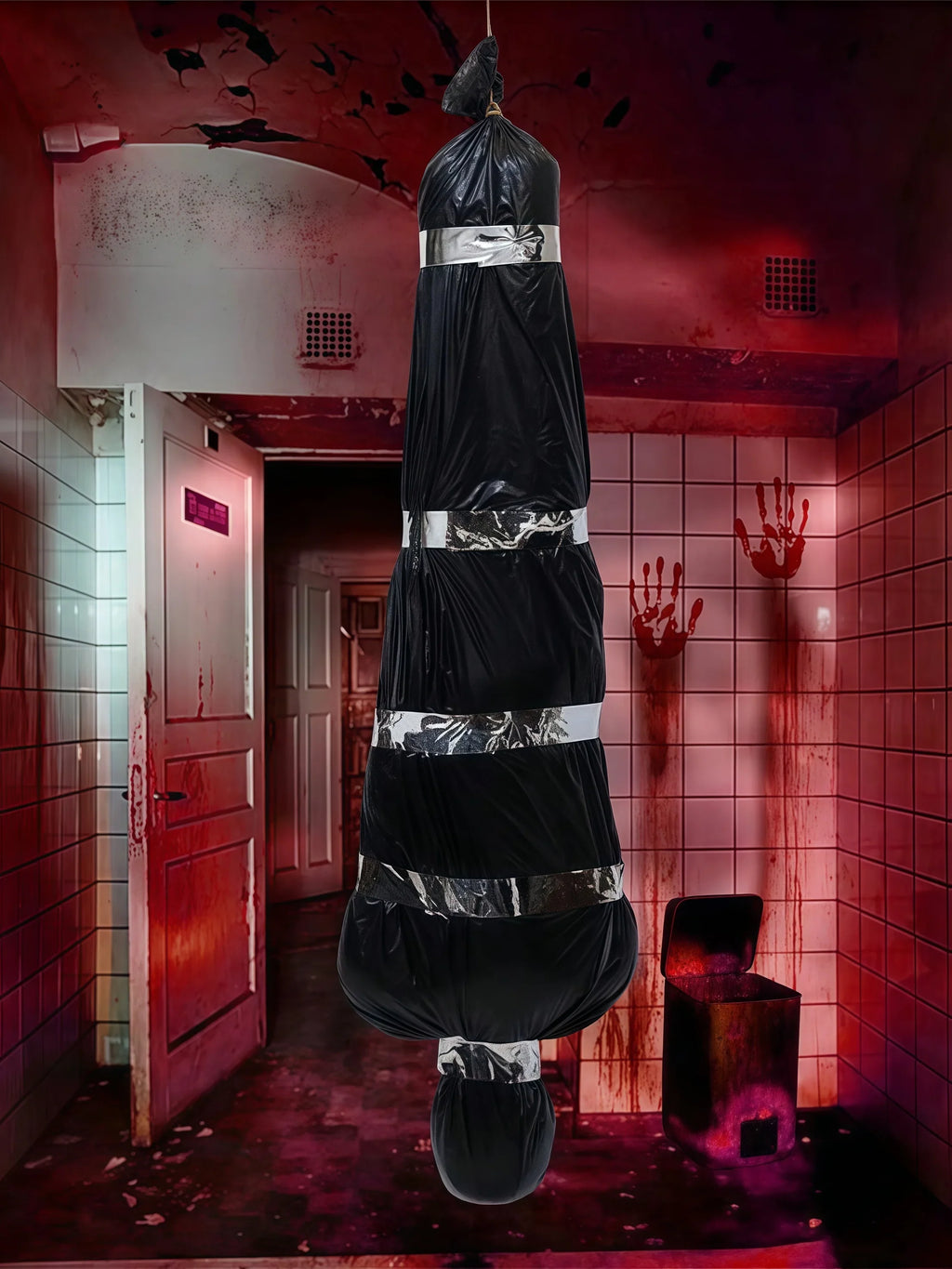 150CM/59INCHES Hanging Corpse Prop Bag, Scary Halloween Decoration, Outdoor Halloween Haunted Decor, Realistic Fake Body