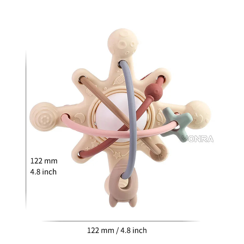 Rattle & Sensory Teether Bed Bell – Silicone Montessori Baby Toy for Newborns, 0-36 Months, Development & Gift