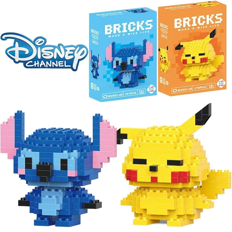 Disney Lilo & Stitch & Pokémon Pikachu Building Blocks – Cute Anime Cartoon Model Toy Set for Kids | Creative Educational Gift for Children