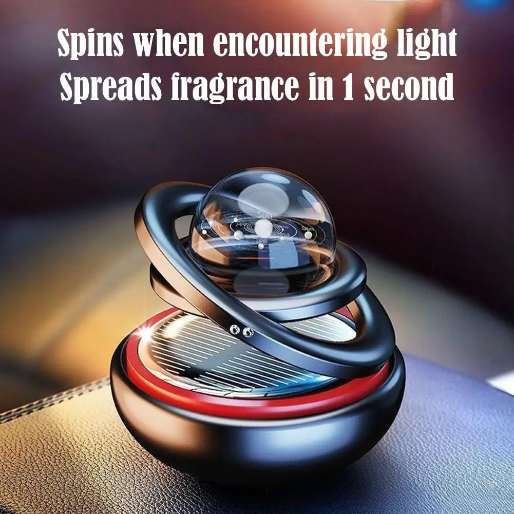 Solar-Powered Rotating Planet Car Air Freshener – Aromatherapy Diffuser, Auto Fragrance & Car Ornament