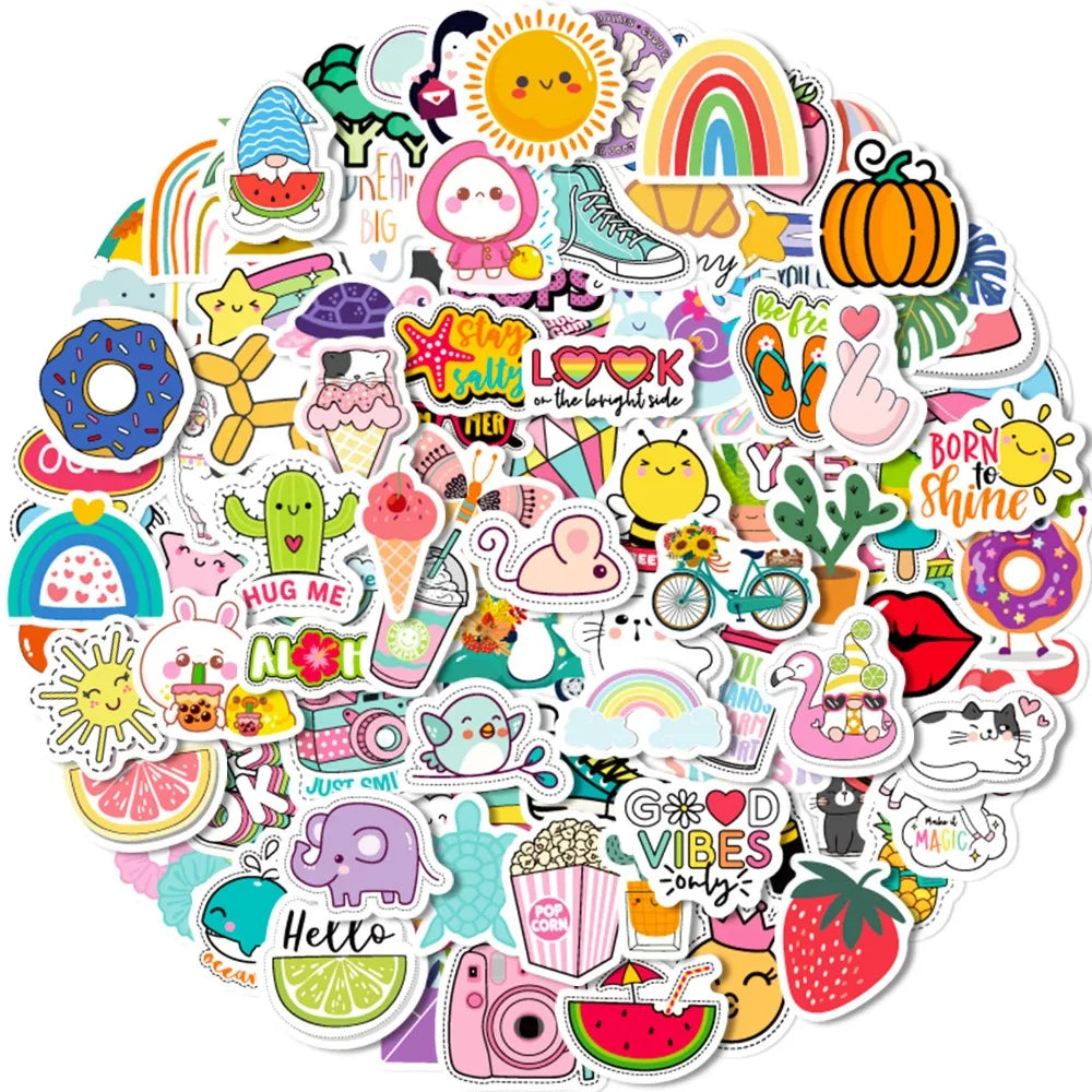 100PCS Kawaii Cute Stickers – VSCO Aesthetic Stickers for Kids, Laptops, Water Bottles, Phones & DIY Decoration