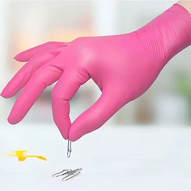 Fuchsia Nitrile Disposable Gloves 20/100PCS 3-mil Powder & Latex Free Household Cleaning Gloves for Cooking Kitchen Esthetician
