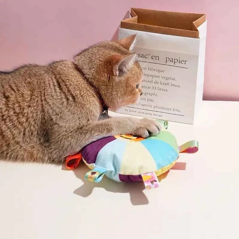 Rainbow Plush Flying Saucer Dog Toy – Interactive Chew & Training Disc