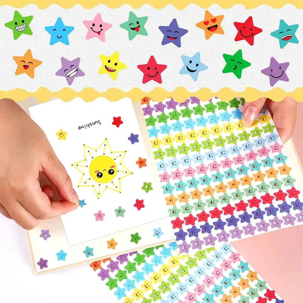 450-3000 Sheet Happy Face Stars Reward Sign Stickers Pack DIY Skateboard Suitcase Stationery Decals Decor Phone Laptop Gift Toys