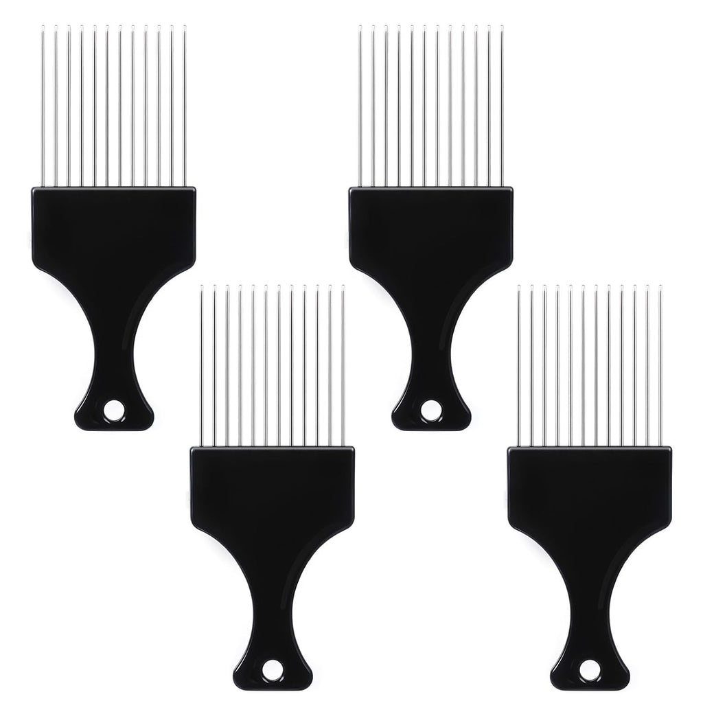 4 PCS Metal Hair Pick, Afro Picks for Men, Metal Afro Pick Combs for Women, Afro Comb Metal Pick, Hair Pick Metal Beard Pick, Metal Picks for Hair Curly Hair Detangling Styling and Lifting Tool