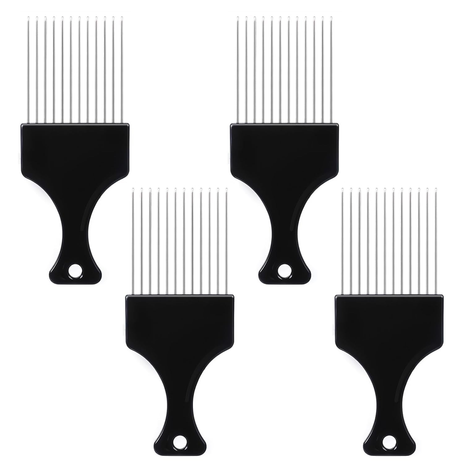 4 PCS Metal Hair Pick, Afro Picks for Men, Metal Afro Pick Combs for Women, Afro Comb Metal Pick, Hair Pick Metal Beard Pick, Metal Picks for Hair Curly Hair Detangling Styling and Lifting Tool