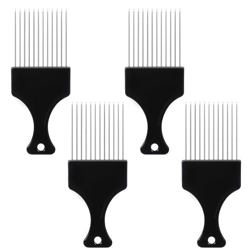 4 PCS Metal Hair Pick, Afro Picks for Men, Metal Afro Pick Combs for Women, Afro Comb Metal Pick, Hair Pick Metal Beard Pick, Metal Picks for Hair Curly Hair Detangling Styling and Lifting Tool