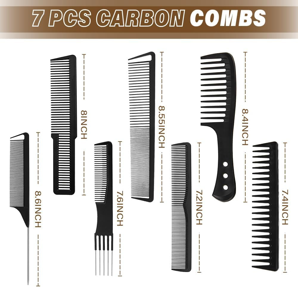12PCS Hair Cutting Comb Set - Barber Combs for Men & Stylists - Barber Cape with Adjustable Neck Size & Neck Duster Brush