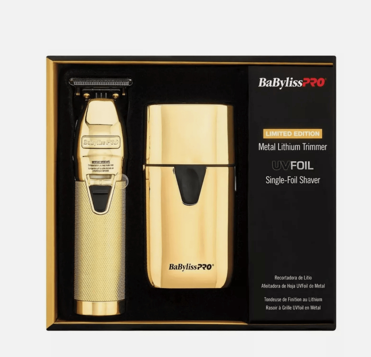 BaBylissPRO LimitedFX Collection Metal Lithium Outlining Trimmer & Single UVFOIL Shaver