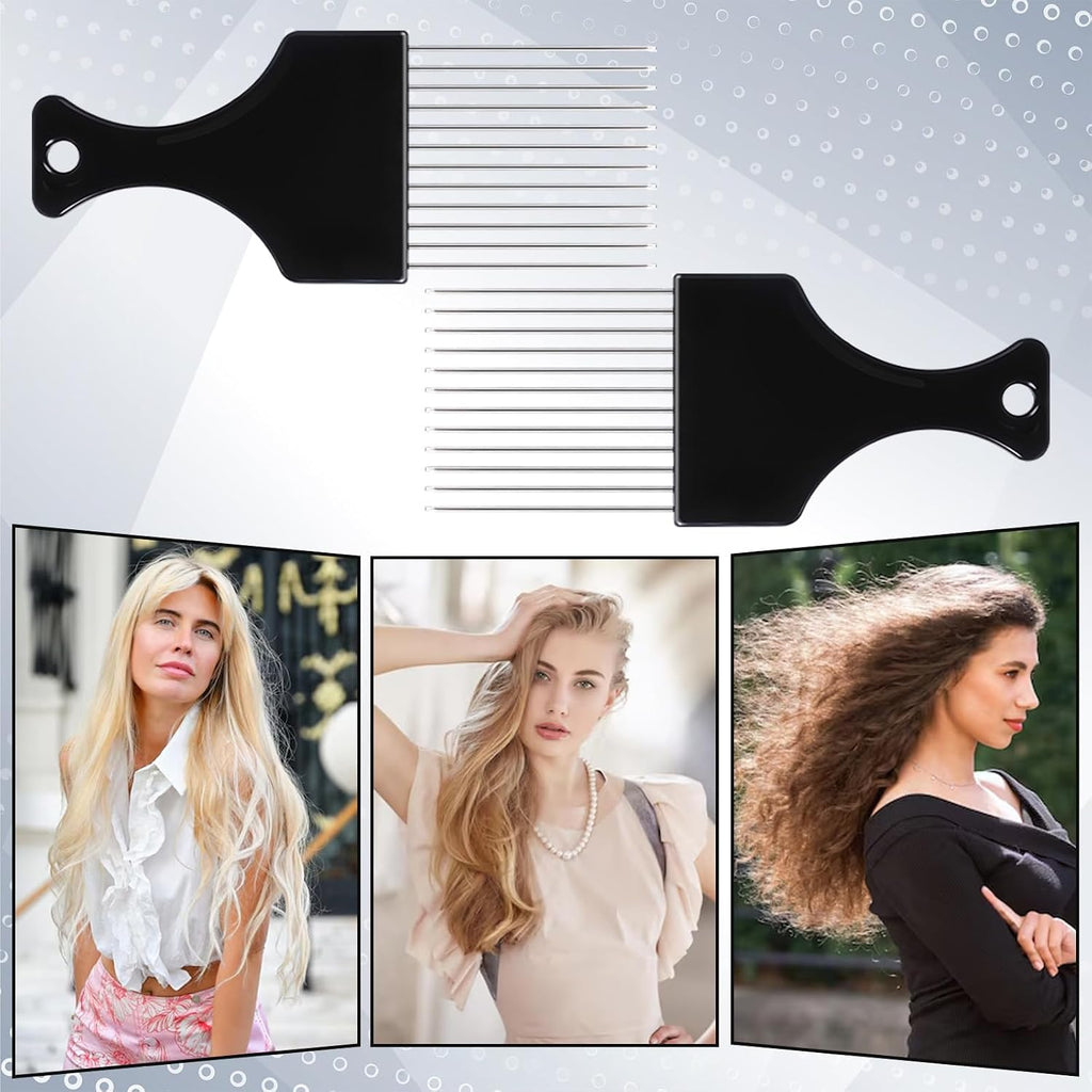 4 PCS Metal Hair Pick, Afro Picks for Men, Metal Afro Pick Combs for Women, Afro Comb Metal Pick, Hair Pick Metal Beard Pick, Metal Picks for Hair Curly Hair Detangling Styling and Lifting Tool