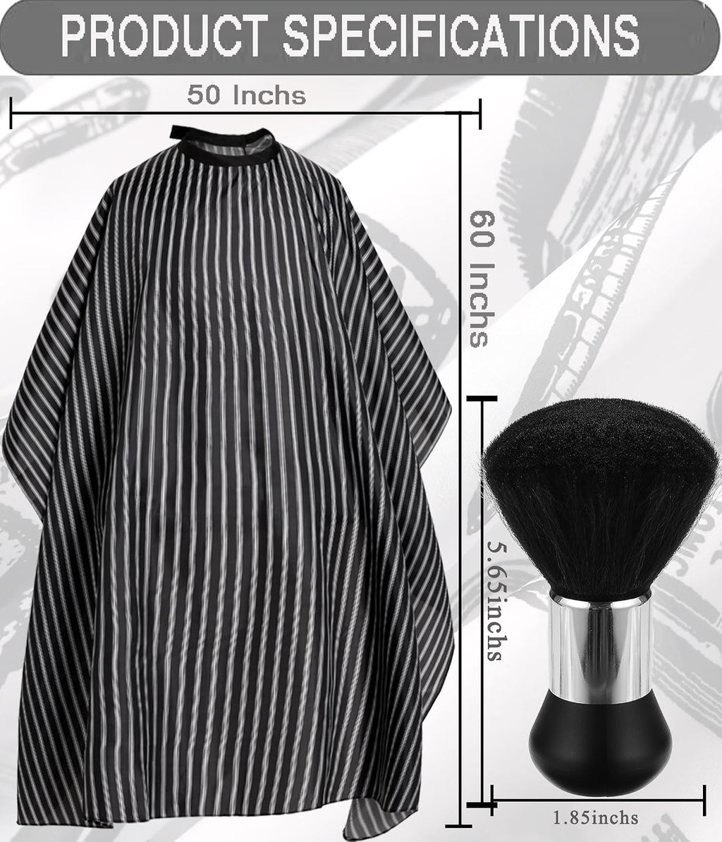 Professional Hair Cutting Cape with Neck Duster Brush, Salon Barber Cape, Hairdressing Accessories Black Stripe