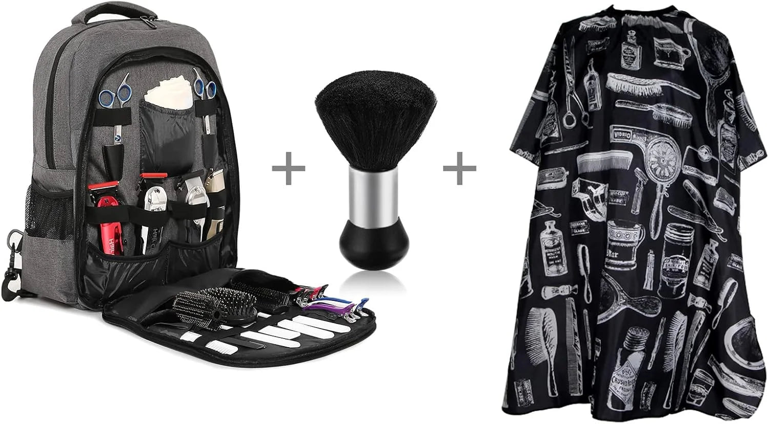 Professional Barber Backpack,Hair Cutting Tools Kit with Waterproof Cape & Brush,Large Capacity 3-Layer Mobile Stylist Station,Salon Equipment Storage Organizer,Casual Gray
