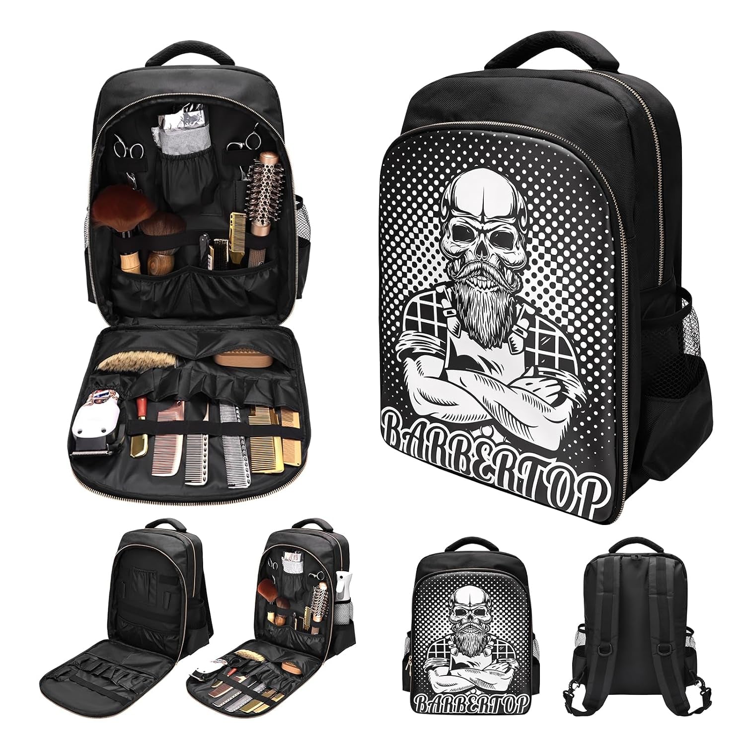 Barber Supplies Clippers Backpack for Hairdresser, with Barber Cape & Barber Brush, Large Travel Bag Zipper, Water Proof Barber Accessories of Professional Hair Cutting Tools Backpack