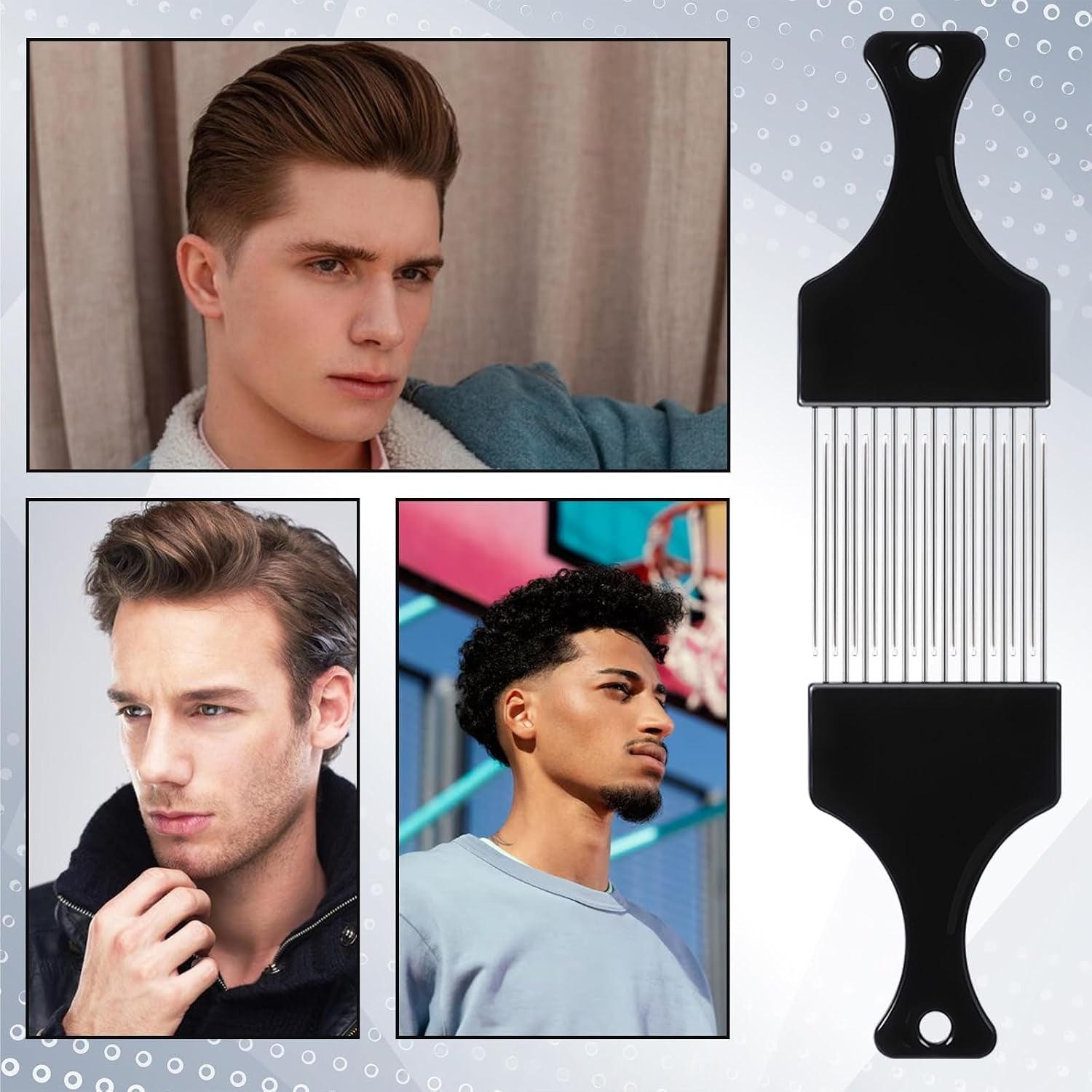 4 PCS Metal Hair Pick, Afro Picks for Men, Metal Afro Pick Combs for Women, Afro Comb Metal Pick, Hair Pick Metal Beard Pick, Metal Picks for Hair Curly Hair Detangling Styling and Lifting Tool