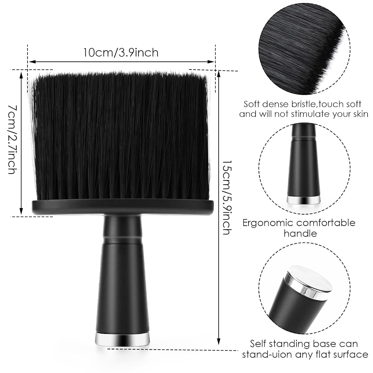 2 Count Hair Brush - Hair Clipper Brushes, Black, 5.9 Inches X 3.9 Inches X 1 Inch, Effortless Hair Removal, Easy Clipper Trimmer Cleaning, Unisex, Home Users, Barbers, Hairdressers