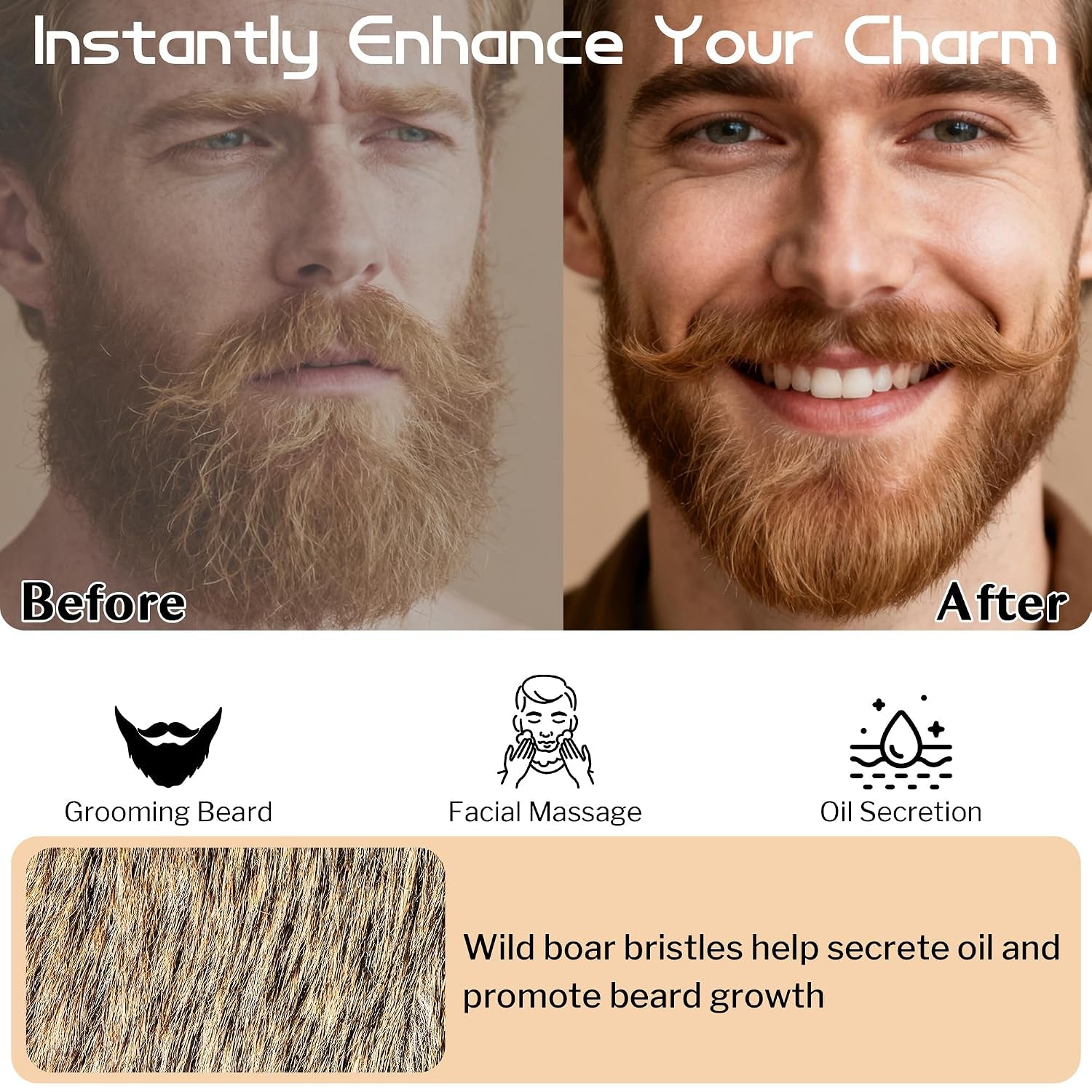 3PCS Beard Brush Comb Set for Men, Black Walnut Wood Dual Beard Comb & Case, Men'S Natural Wooden Mustache Brush Kit - Medium Hardness